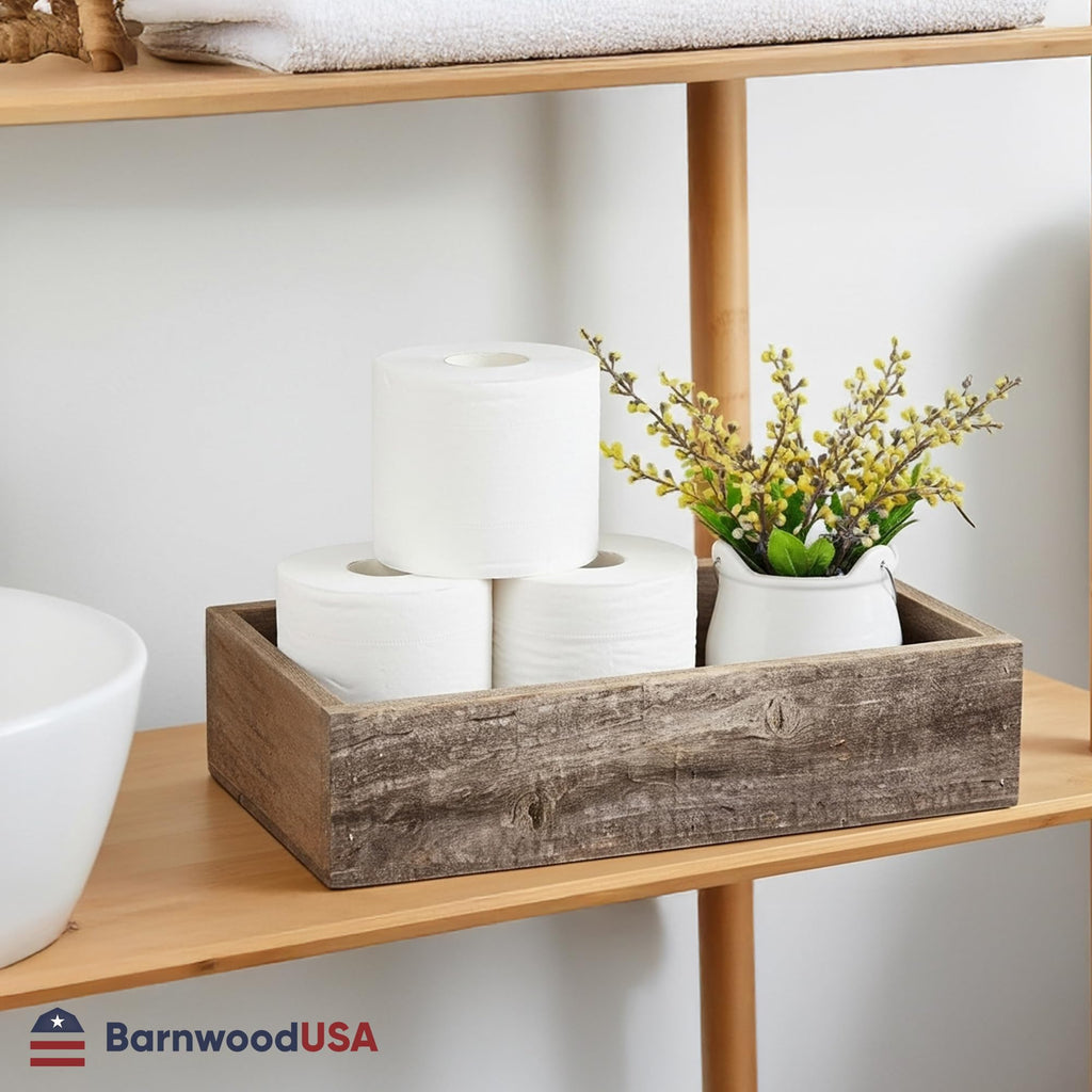 Small Wooden Planter Box, 15.5x7.5x3, Natural Weathered Gray