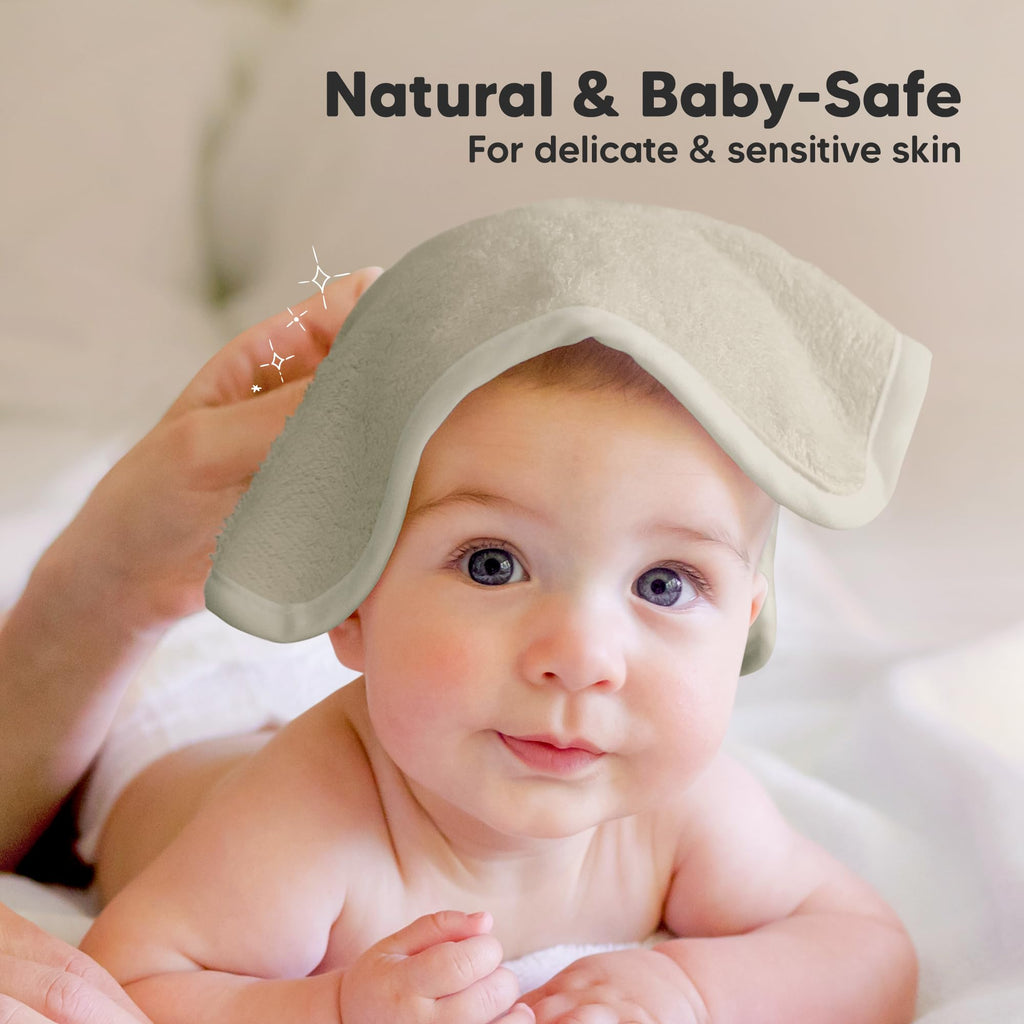 6-Pack Baby Washcloths, Soft Absorbent Washcloths for Face, Body (Stone)