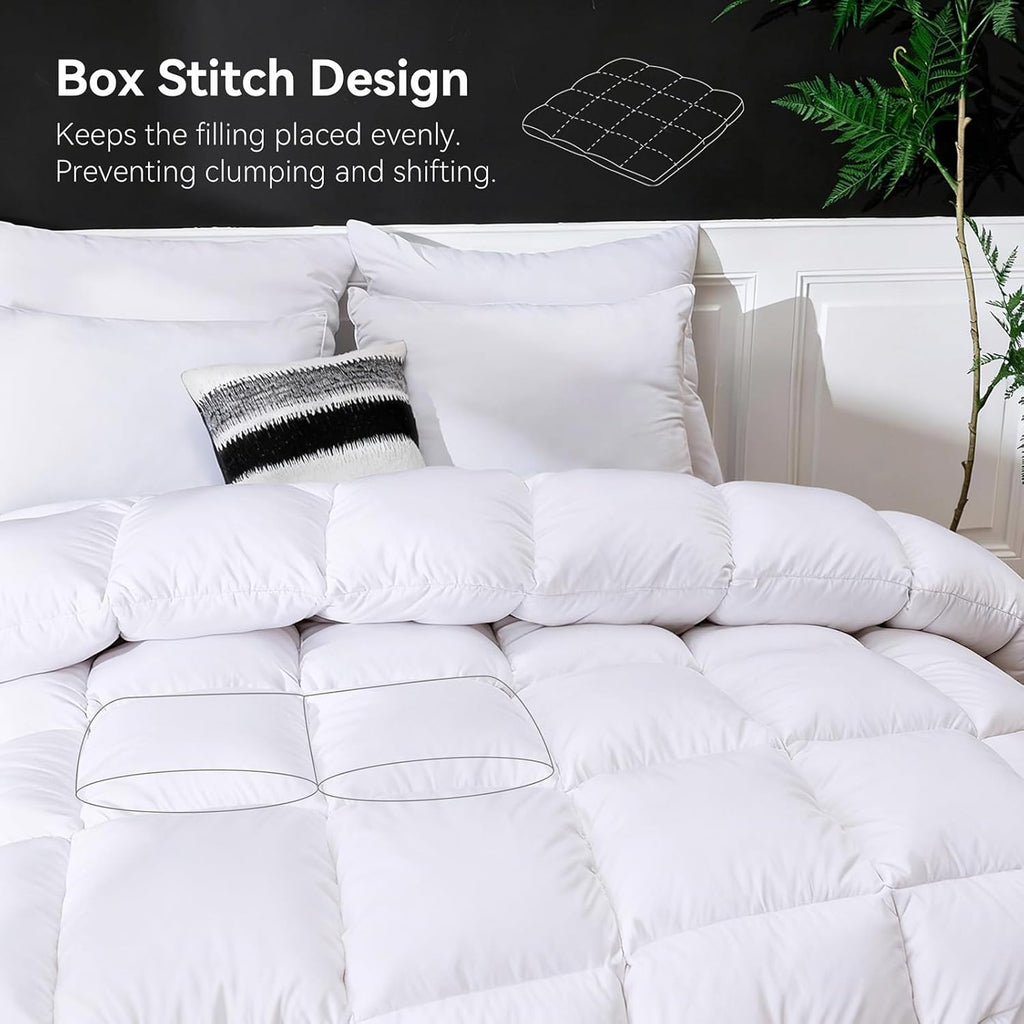 Goose Feather Down Fiber Comforter King, Ultra Soft Medium Warm Duvet Insert
