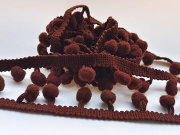 Pom Pom Trim 8 Yards 8mm Ball Fringe Trim for Sewing Accessory Decoration DIY Crafts (Dark Brown, 8mm 180822)