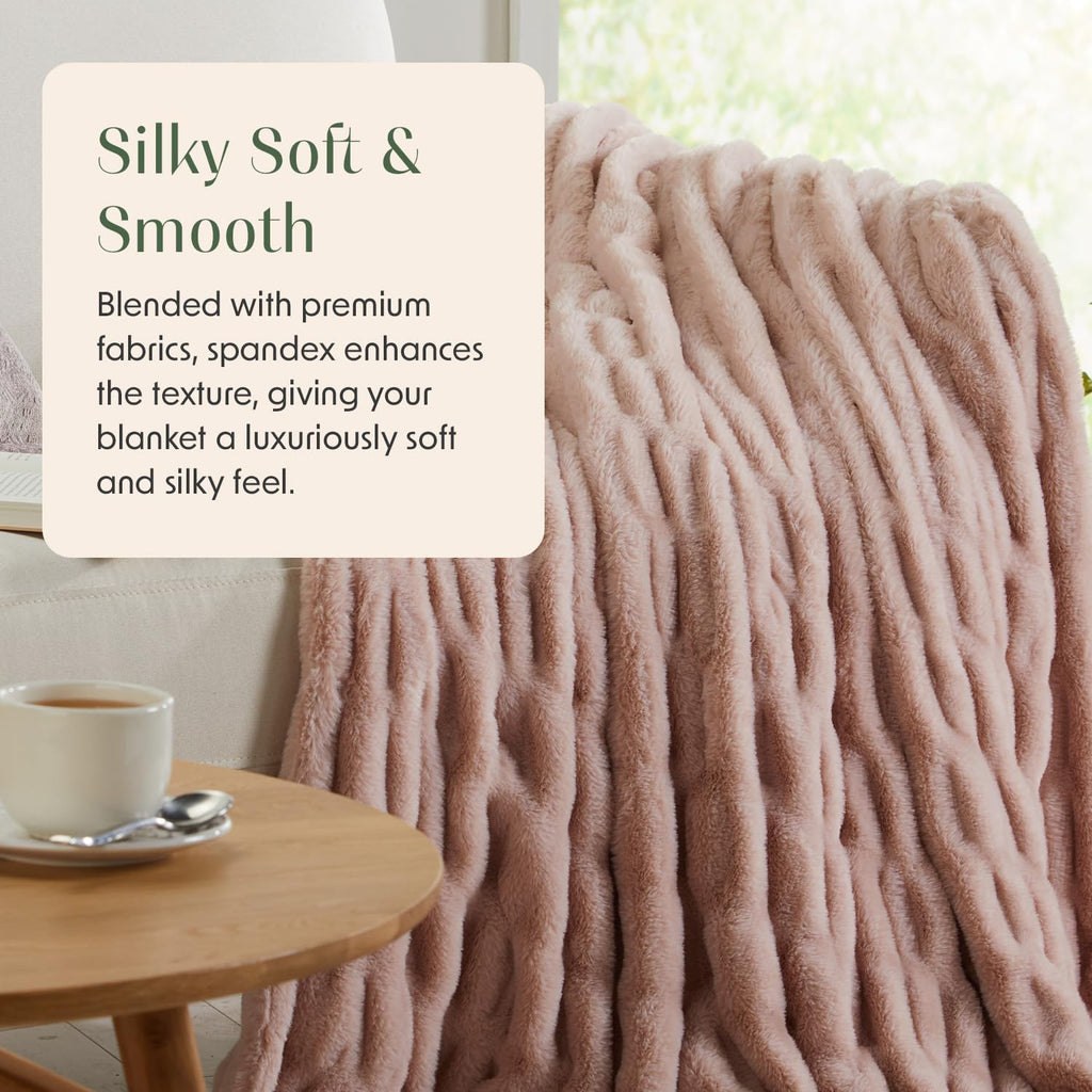 Luxury Micro Plush Throw Blanket | Thick Faux Fur | Pink