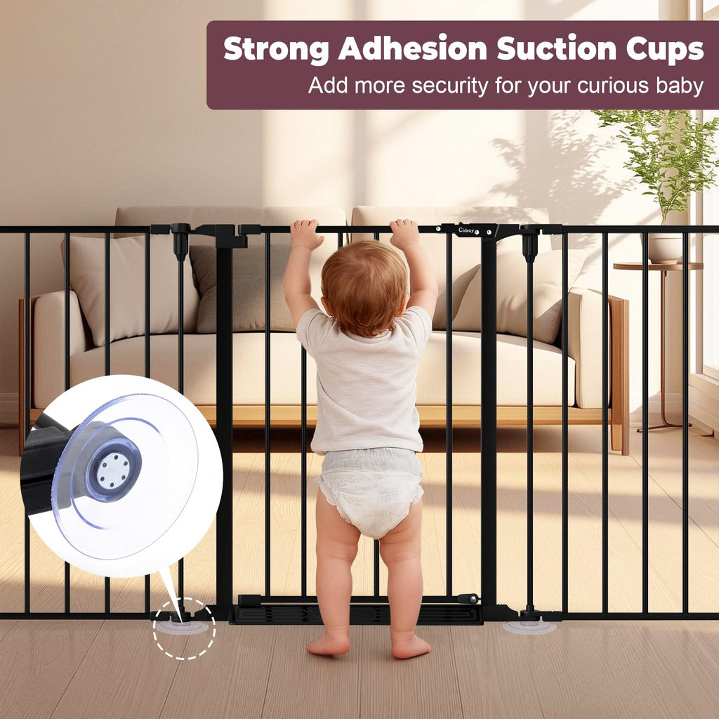 144" Extra Wide Baby Gate with Door, Configurable Baby Fence