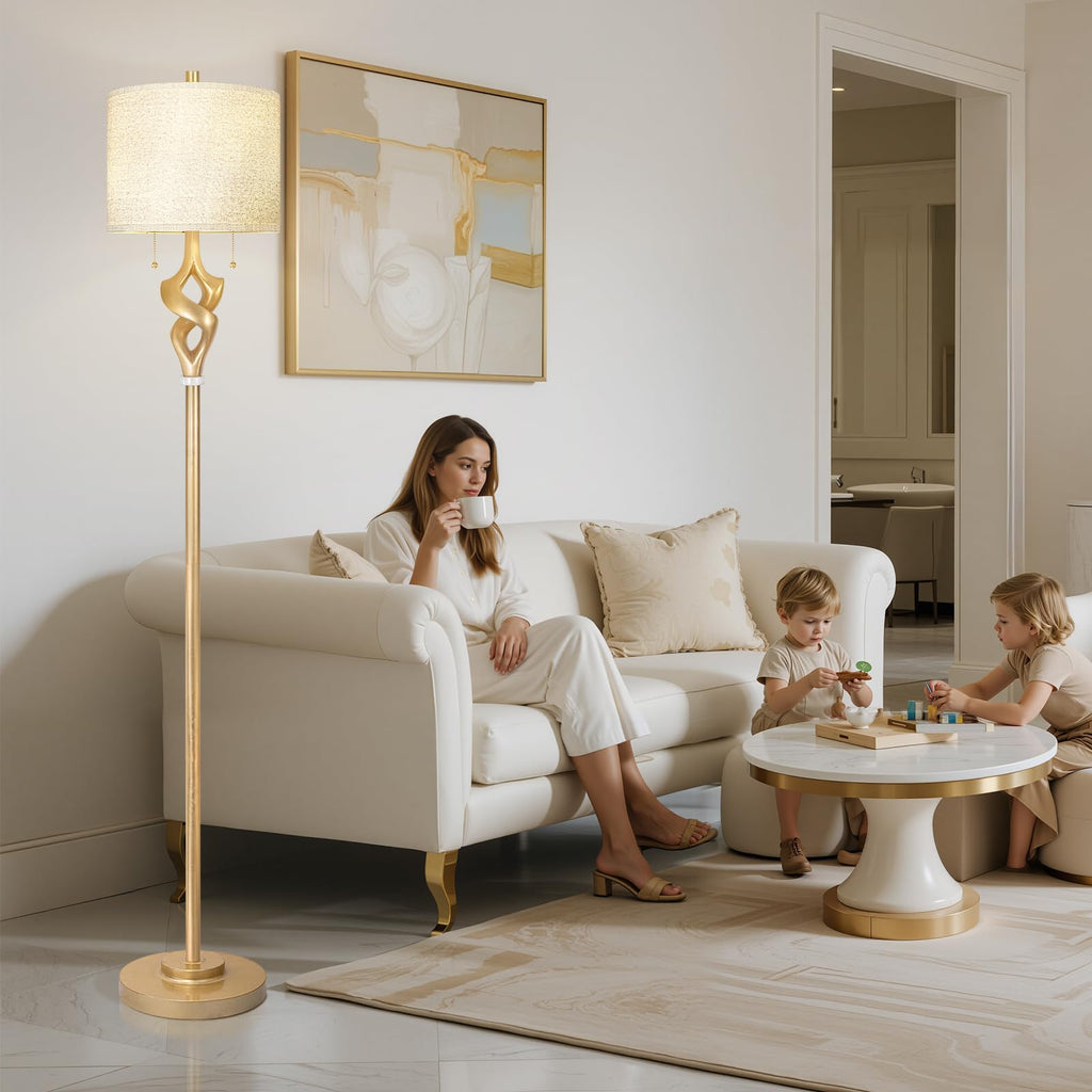 Sculptural Gold Leaf 65.5" Floor Lamp Bedroom