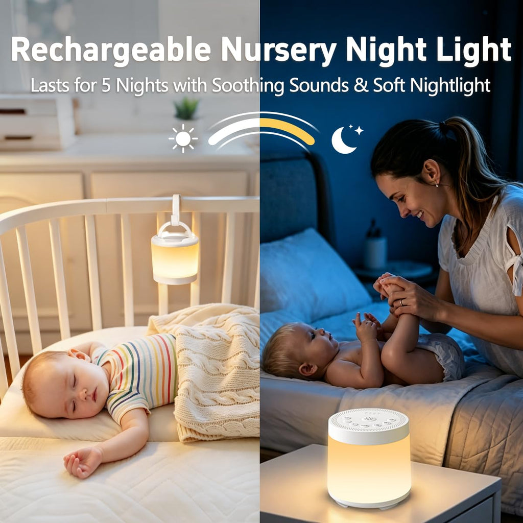 Rechargeable Nursery Night Light Sound White Noise Machine for Baby Kids Adults with Sounds 30 Sleeping Sounds 12