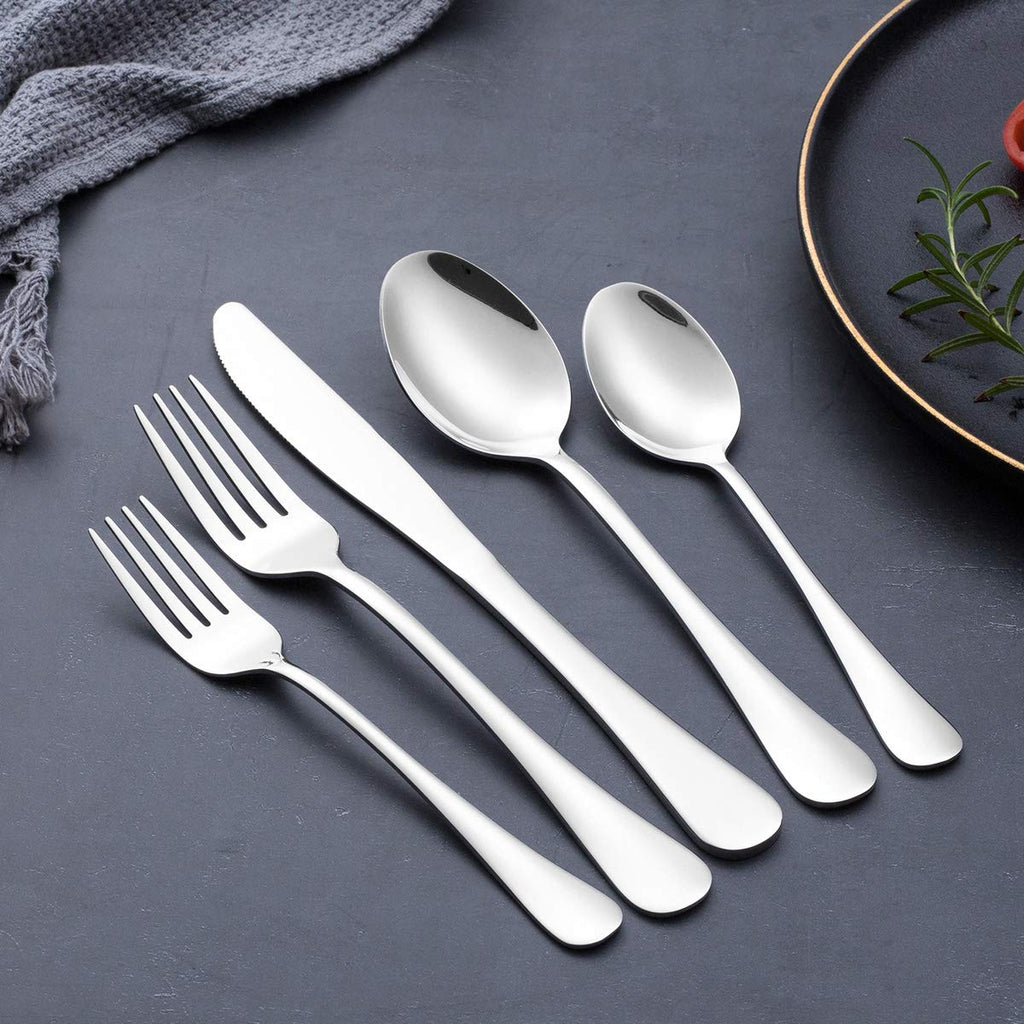 Silverware Set 20-Piece, Stainless Steel Flatware Set for 4, Modern Eating Cutlery Utensils Tableware Sets, Including