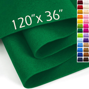 Large Felt Fabric Sheet 120" x 36", Soft Acrylic Material, Emerald Green