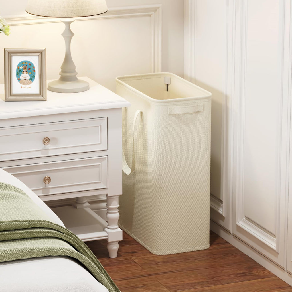 2 Pack Slim Laundry Hamper with Handles, 50L, White