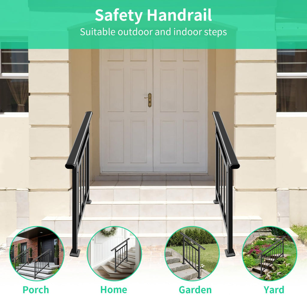 Adjustable Hand Rails for Outdoor Steps, 5‐Step Stair Railing Kit