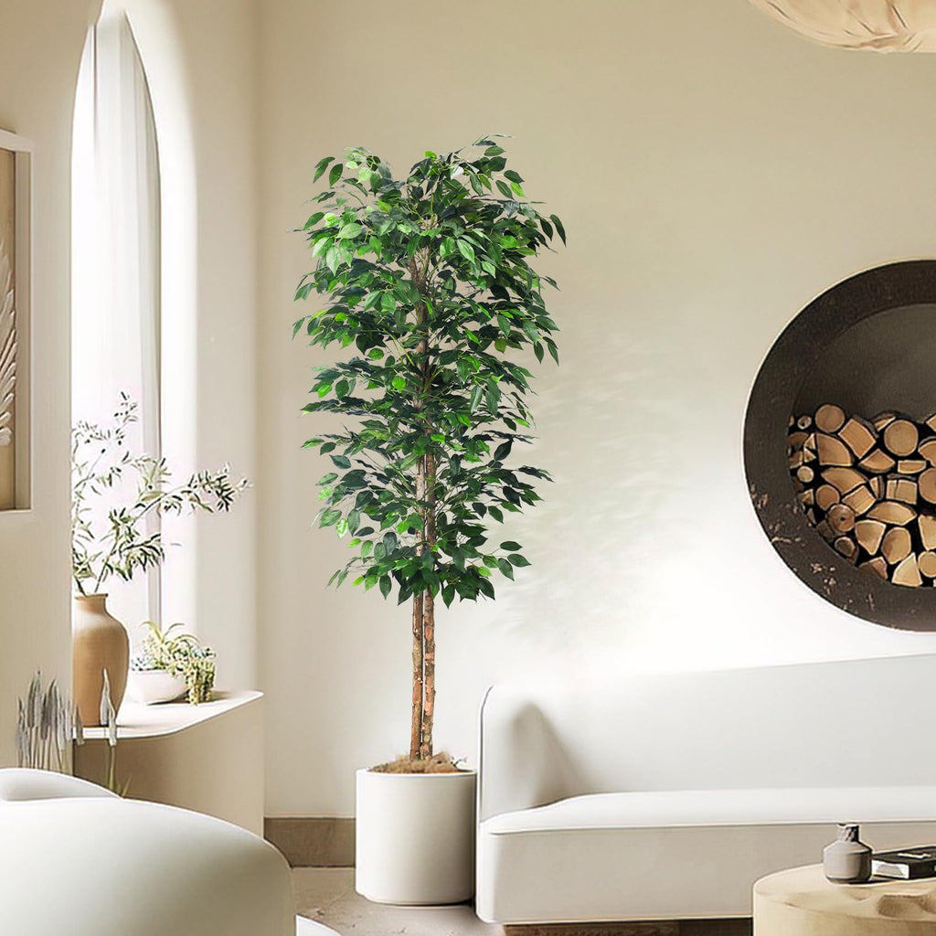 6FT Artificial Ficus Tree with Realistic Leaves, Faux Ficus Tree Indoor Decor