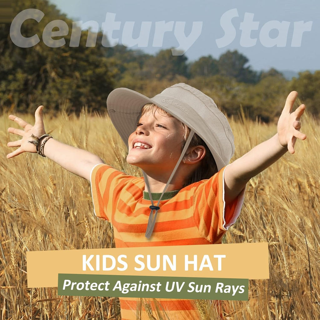 Outdoor Kids Sun Hat UPF 50+ Quick Dry Adjustable Bucket Hat Windproof Waterproof Beach Fishing Safari Hat