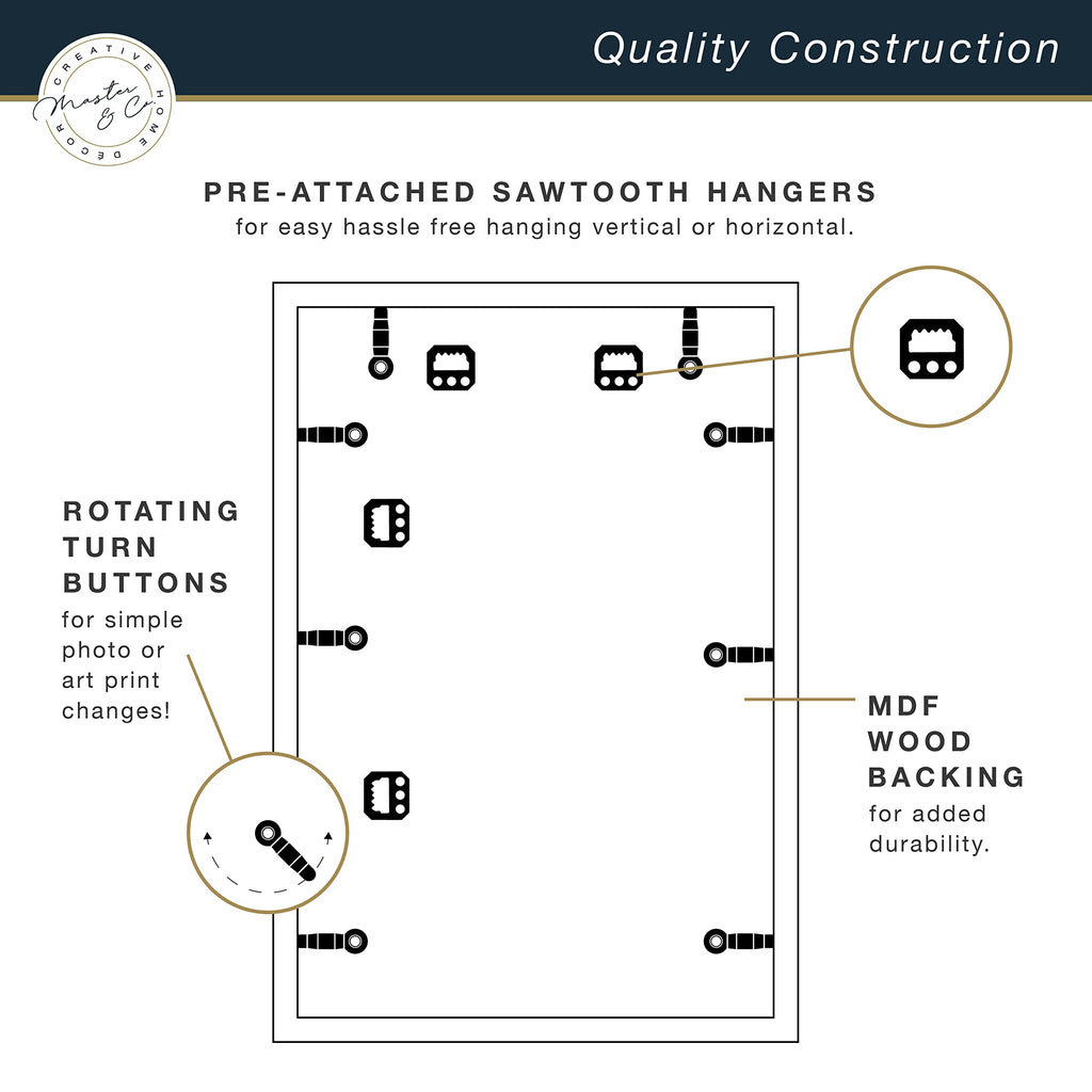 Master & Co. Foundry Metal Poster Frame, 12x18, Brass, 1-Pack