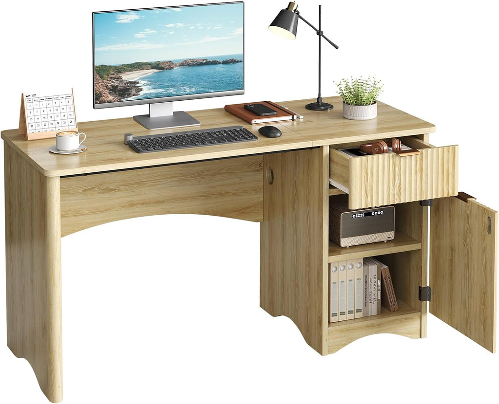 47 inch Computer Desk with Drawer, Office Desk with File Cabinet