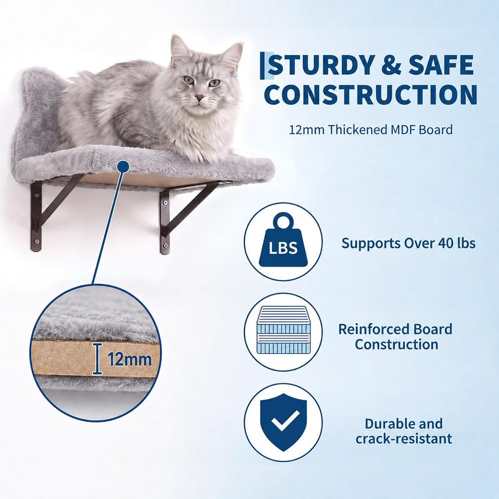 Cat Wall Shelves, 18-in-1 Wall Mounted Cat Furniture Set, Gray