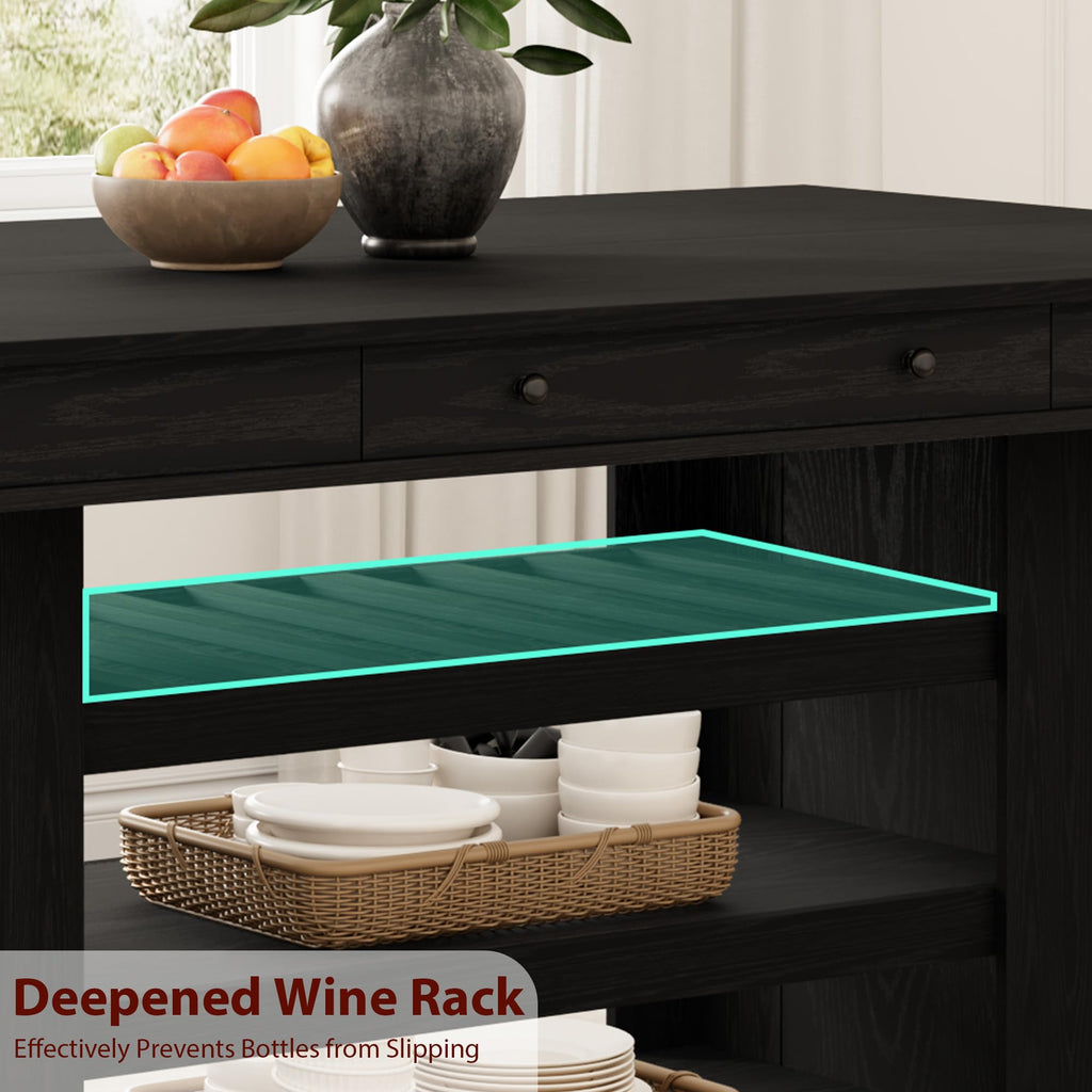 Counter Height Dining Table with Storage, Retro Black