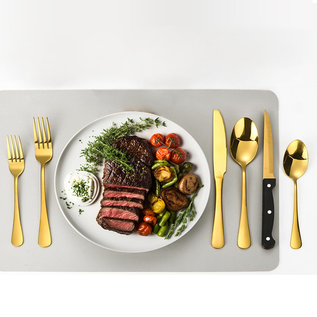 48-Piece Gold Silverware Set for 8 with Steak Knives, Stainless Steel Flatware Set, 18/8 Food Grade Cutlery Set