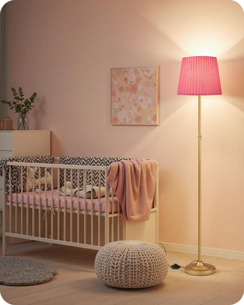 Pink Floor Lamp, 68" Standing Lamp, Dimmable Reading Light with Remote & Foot Pedal, with LED Bulb, Girls Room FCC
