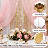 4PCS 5 Arm Candelabra Centerpiece for Table,Floor Candelabra with Acrylic Shadeersary Concert Reception Gifts