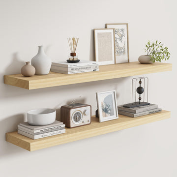 Rustic Real Wood Floating Shelves, 8 Inch Deep Floating Shelf Wall Mounted, 36" W x 8" D Wall Shelves Storage Shelves