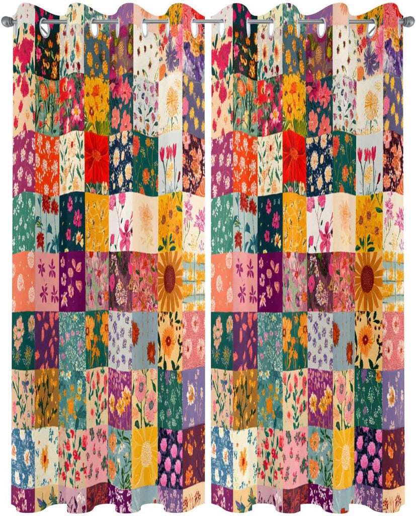 Vintage Flowers Outdoor Curtains Waterproof,Wildflower Floral Boho Daisy Botanical Grommet Privacy Curtain Drapes