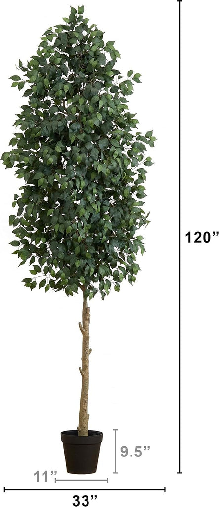 10ft. Artificial Ficus Tree, Green, Plastic, Iron Wire, Polyester Materials, 30.58 lbs