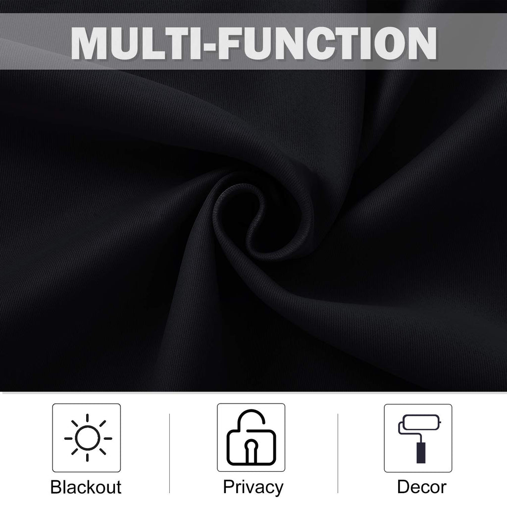 Black Blackout Kitchen Curtains for Cafe Bar Bathroom