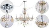 6 Light Chandelier Modern K9 Crystal Chandelier Lighting, Champagne Crystal Ceiling Light Fixture Pendant Lamp for Dining Room Bathroom Bedroom Livingroom A100-B09F389BJS