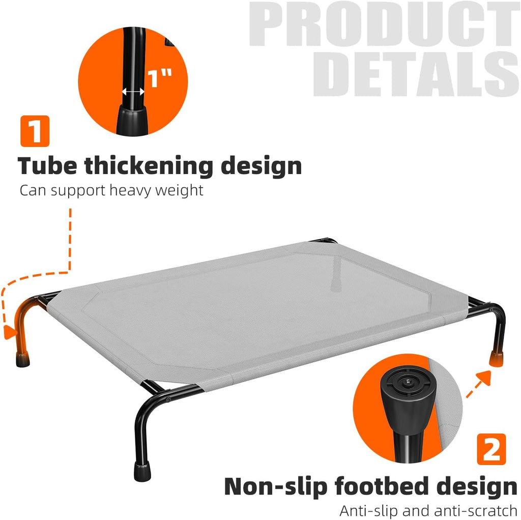 Raised Dog Bed for Large Dogs, Waterproof XL Dog Cot, Outdoor Cooling Elevated Pet Bed Load 200lb, 47.75" x 30.5"