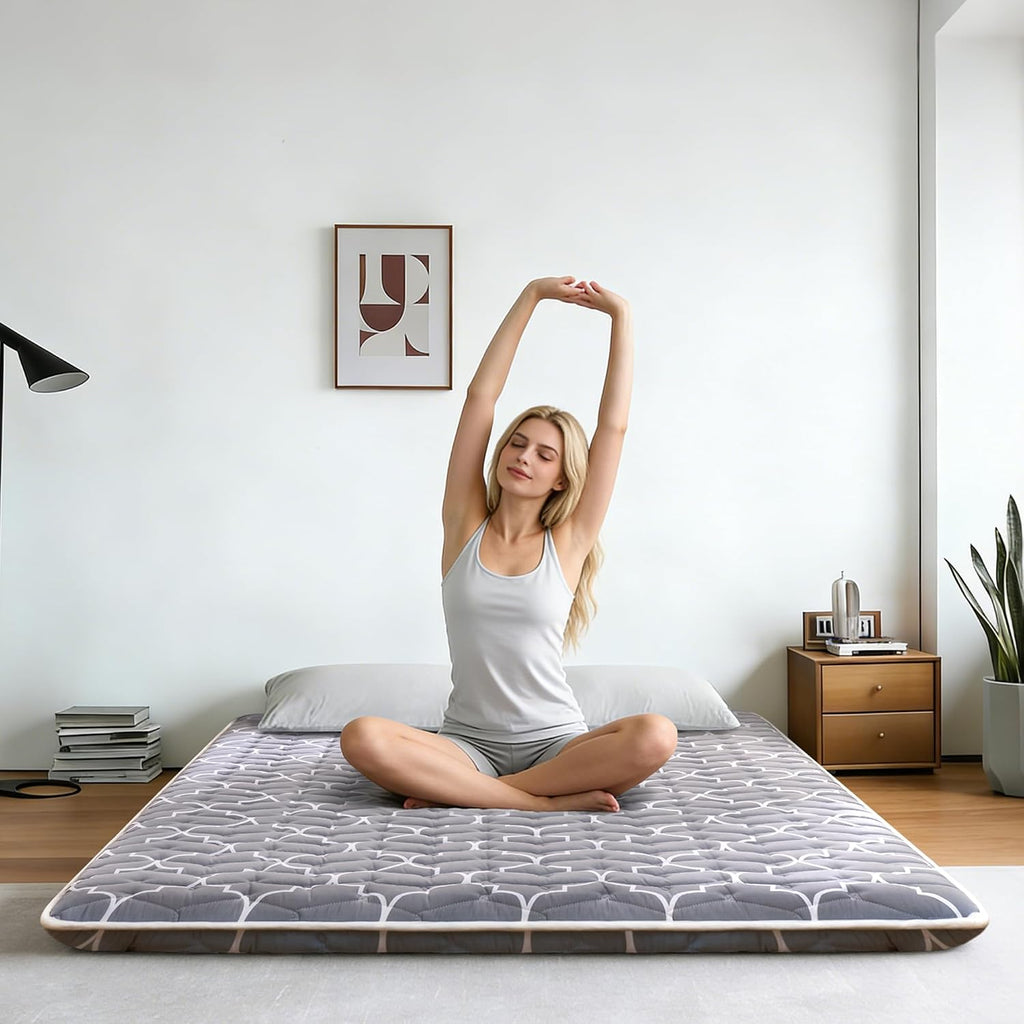 6th Generation Japanese Floor Futon Mattress - Extra-Thick 9-Layer Modern Futon with 100% High-Density Foam, Portable