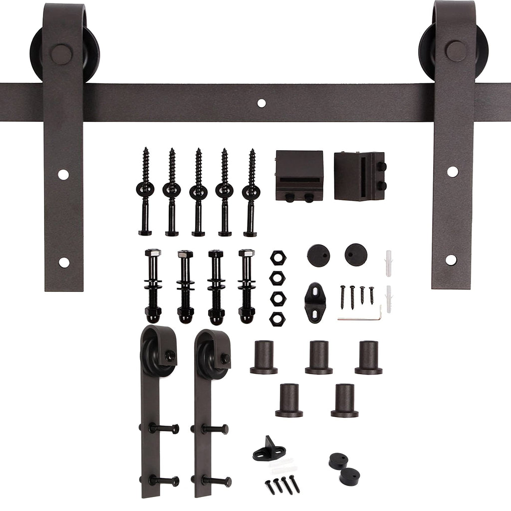 K Series 42in x 84in Kona Coffee Finished Solid Wood Barn Door with Hardware Track - Assembly Needed