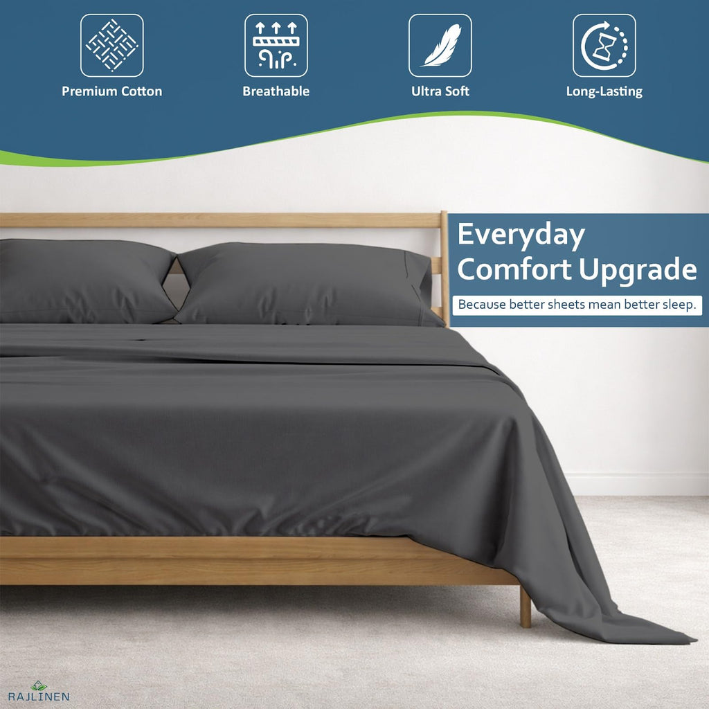 100% Cotton Three Quarter (48" x 75") Sheets Set, Cooling & Breathable Bed Sheets, 16 Inch Deep Pocket Fitted Sheet