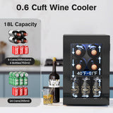 Wine Fridge Freestanding Counter-top, 24 Cans Wine Cellar Drink Cooler for Soda,