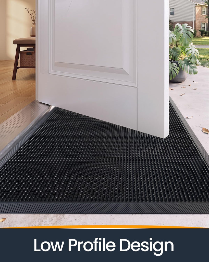 Front Door Mat Outside Entrance, 36x48 Heavy Duty Non Slip Rubber Outdoor Doormat, Dirt Trap Waterproof Entry Mat
