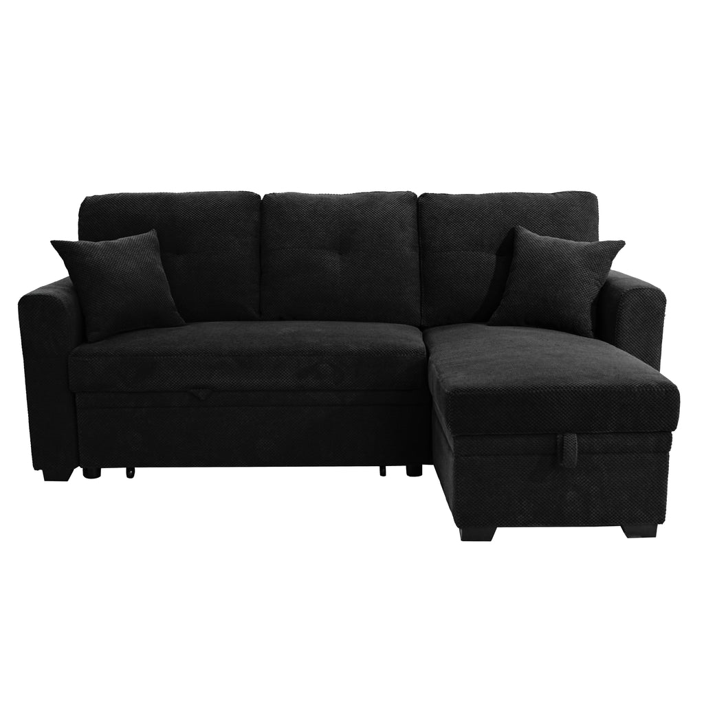 71" Sleeper L Shaped Sofa with Pull Out Bed, 3 Seater Sectional Sleeper Sofa with Reversible Chaise, Modular