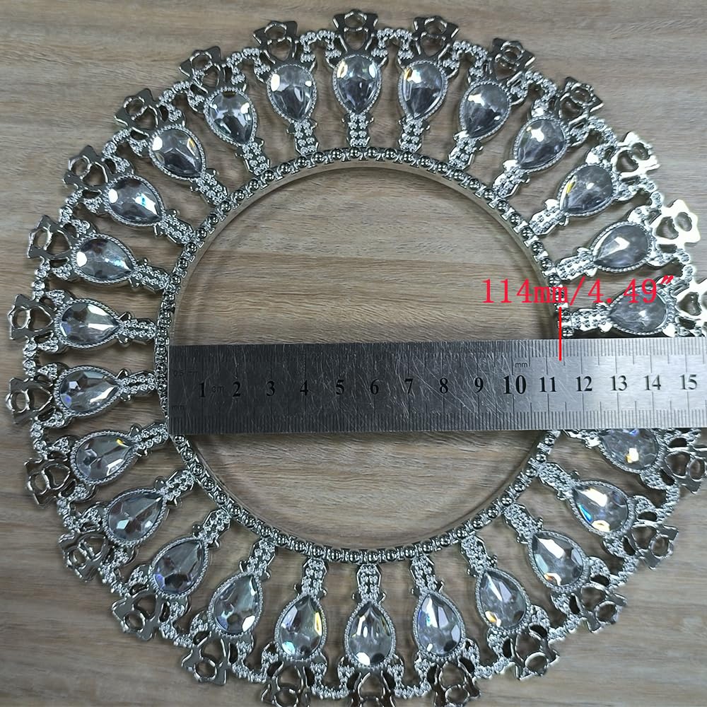 Shiny Silver Curtain Tiebacks Round Holdbacks, 26 Crystals - 2 Pack