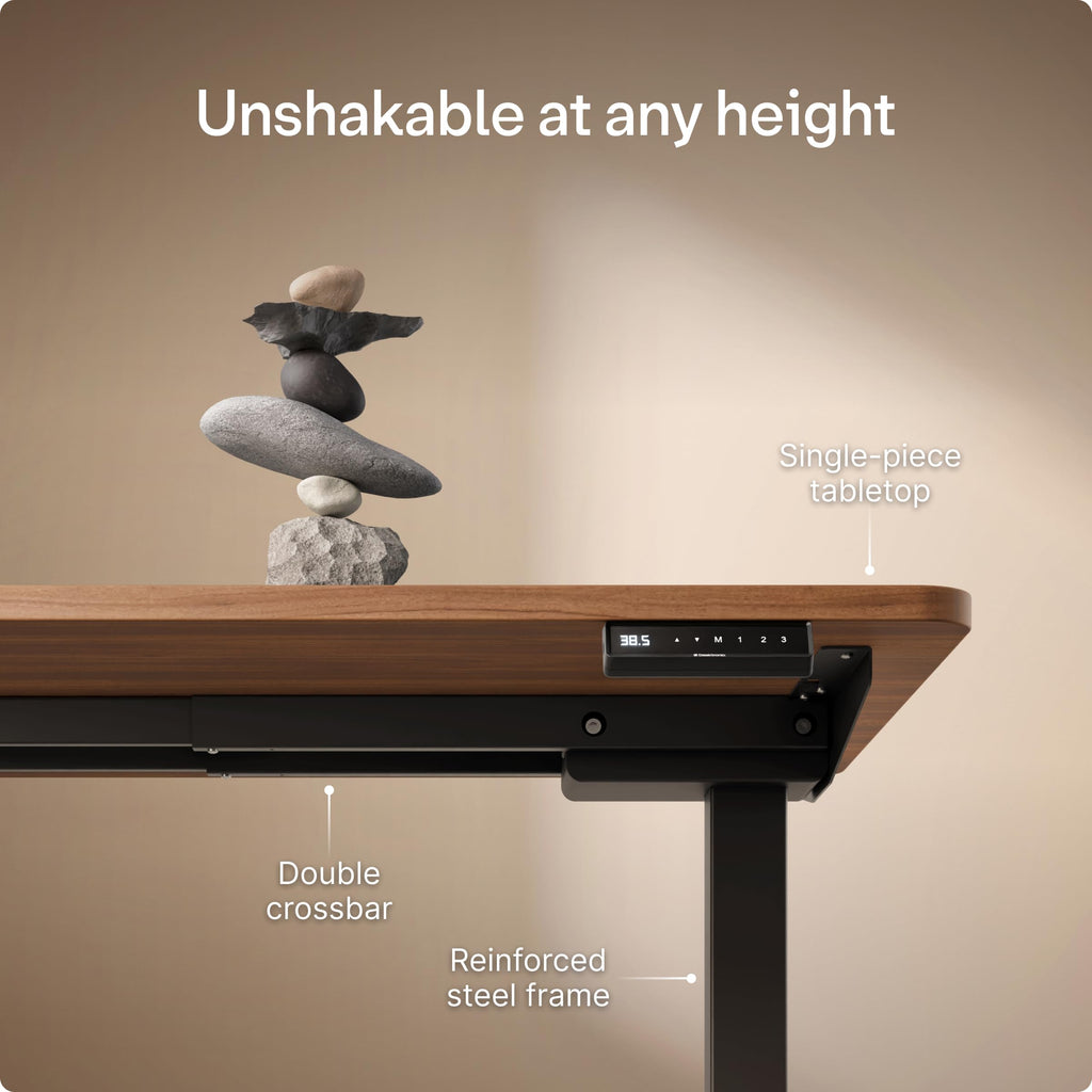 HomeOne Standing Desk 48x24 - Ergonomic Sit Stand Home Office Desk, Made in Europe, Electric Dual Motor Height