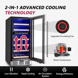 15 Inch Dual Zone Wine Fridge, 30 Bottles Under Counter Wine Cooler Refrigerator