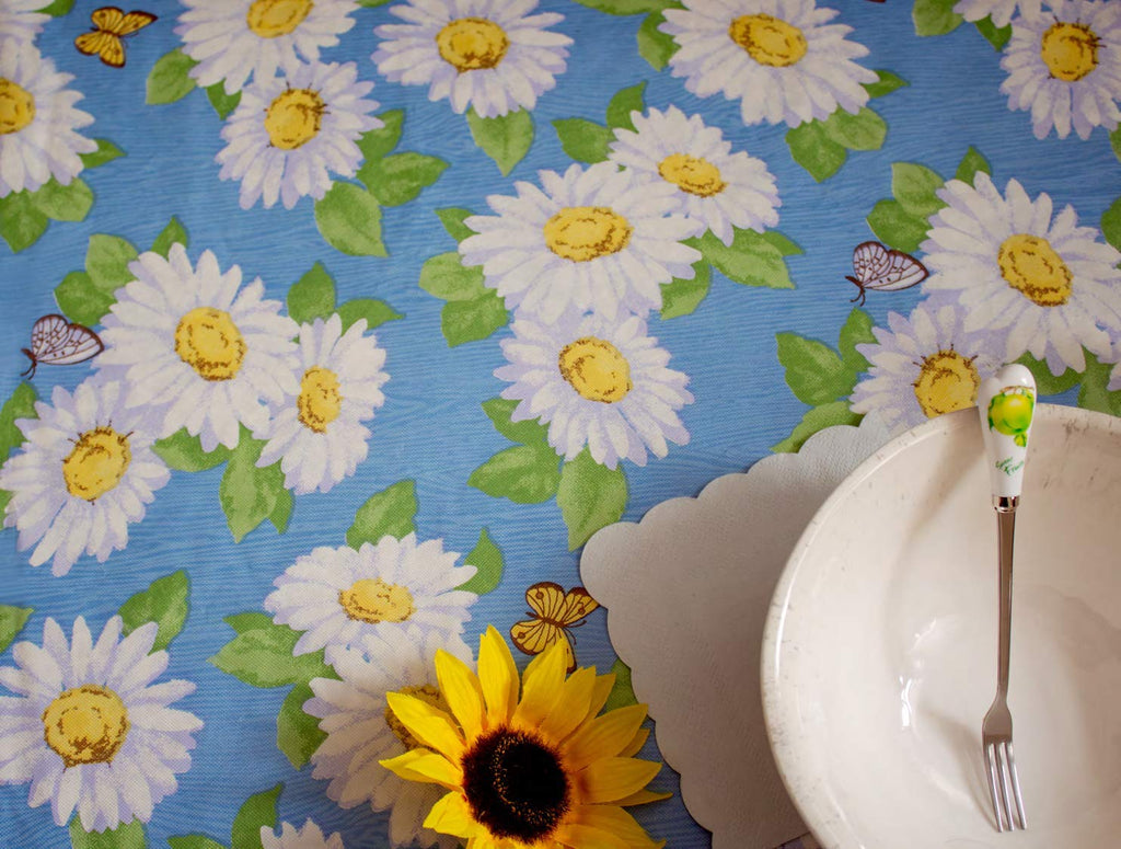 Round Tablecloth, Flannel Backed Fitted Vinyl, Elastic