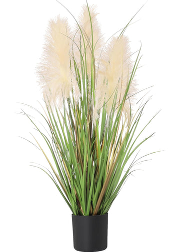 3ft Artificial Pampas Cattail Reed Grass Potted, 35in Boho Fake Onion Grass Plant Indoor Outdoor, Home Garden Office
