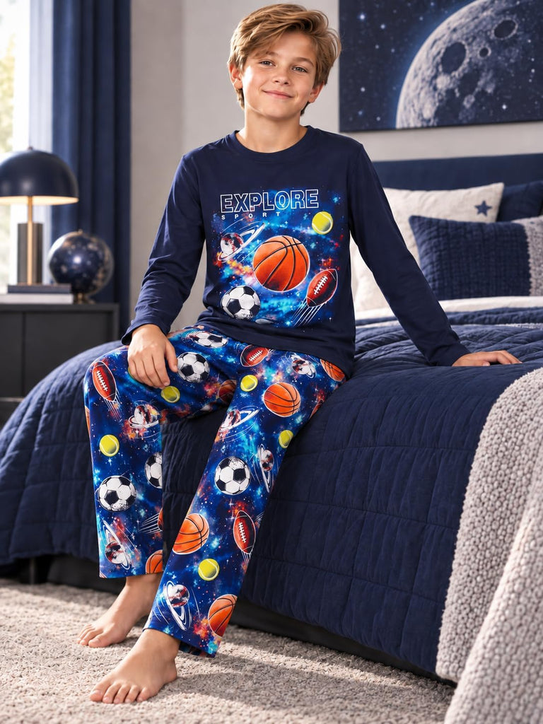 Boys Piece Long Sleeve Pajamas Sport Game Space