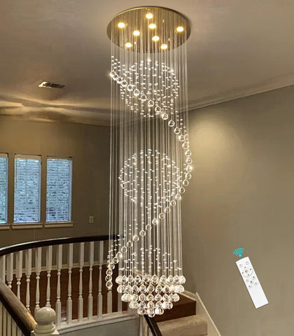 D24'' x H78'' Crystal Chandelier for Entryway High Ceiling Chandeliers Glam Chandelier Modern Large Raindrop Chandeliers LED Dimmable Light Fixtures for Staircaes Foyer Living Room Gold A100-B0F1ZXJJ4S