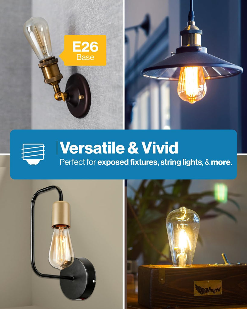 16 Pack Edison Bulbs LED ST64, Clear Vintage Filament Waterproof Bulb, 800 LM, 8W (60W Equivalent), ST19, 3000K Warm