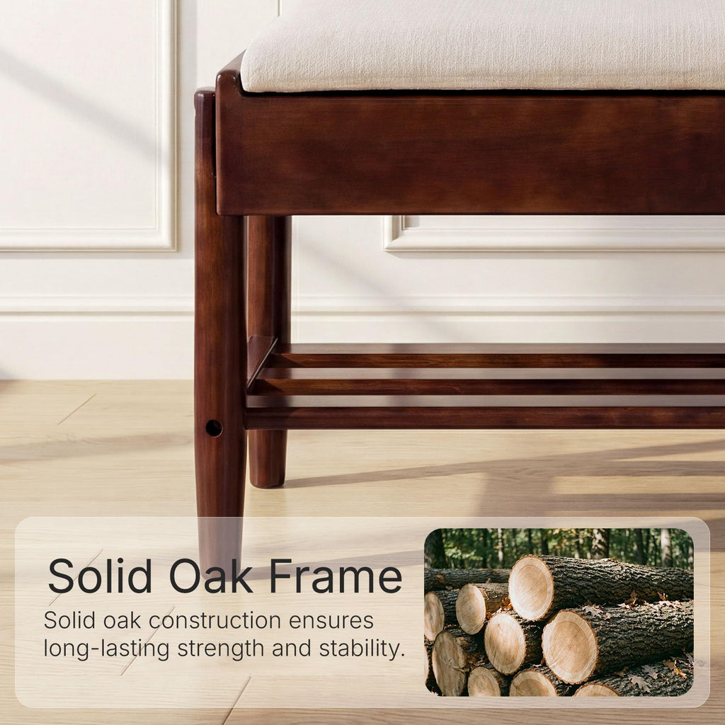39.3" Solid Wood Shoe Rack Bench with Flip-Top Storage, 2 Tier Shoe Rack Bench with Chenille Cushion, Closet