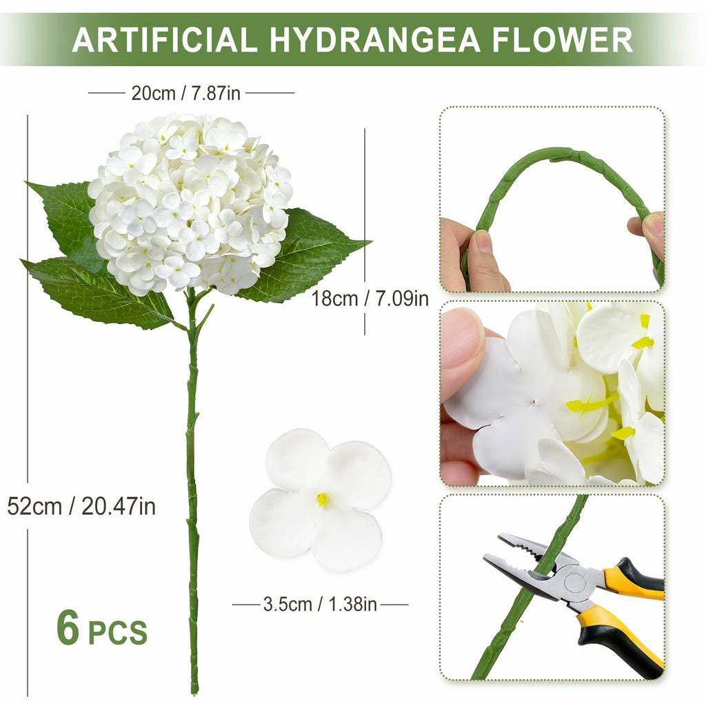 6 PCS Real Touch White Artificial 20.5"
