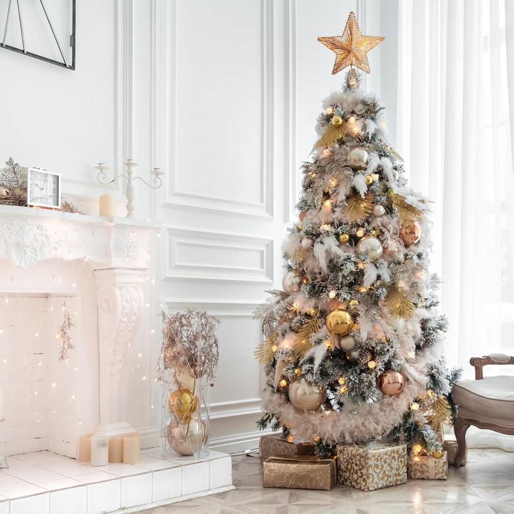 Christmas Tree Topper Gold Glitter Star for 6-8FT Christmas Trees