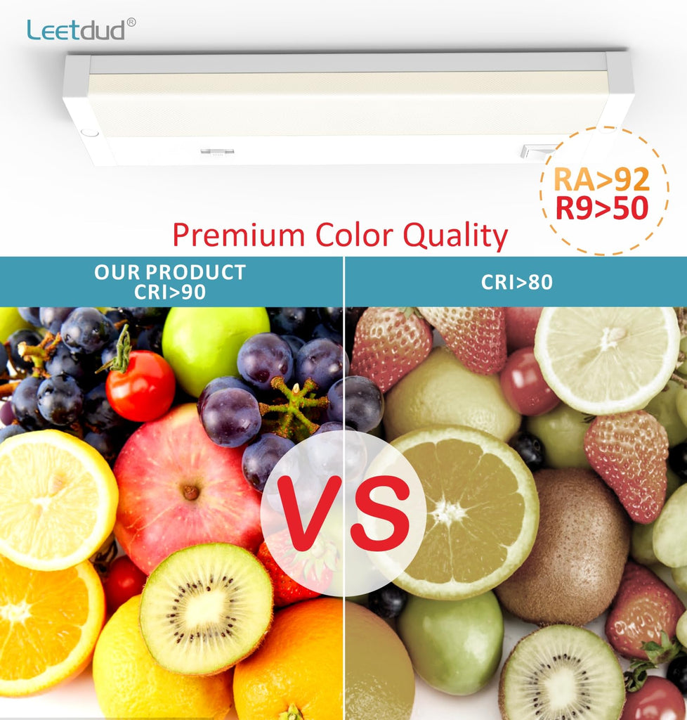 LED Under Cabinet Lighting Hardwired or Plug in, 12 Inch 6W, Dimmable 5 Color 2700K/3000K/3500K/4000K/5000K, Linkable