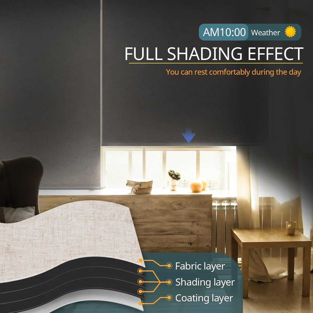Motorized Blinds No Drill Automatic Blinds for Windows Cordless Roller Shades Electric Blinds with Remote Control