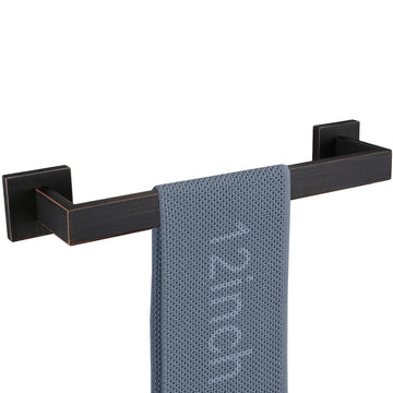 ORB 12-Inch Towel Bar Wall Mounted Bathroom Square Towel Rack, Total-14 Oil Rubbed Bronze Bath Towel Holder Towel
