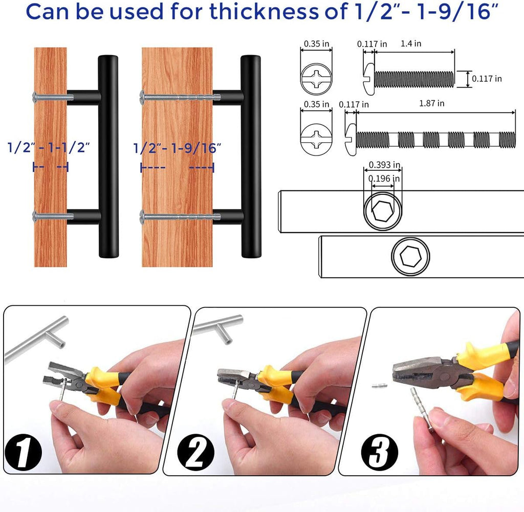 4 Pack 6 inch Cabinet Pulls Matte Black Stainless Steel Kitchen Cupboard Handles Cabinet Handles 3.75” Hole Center