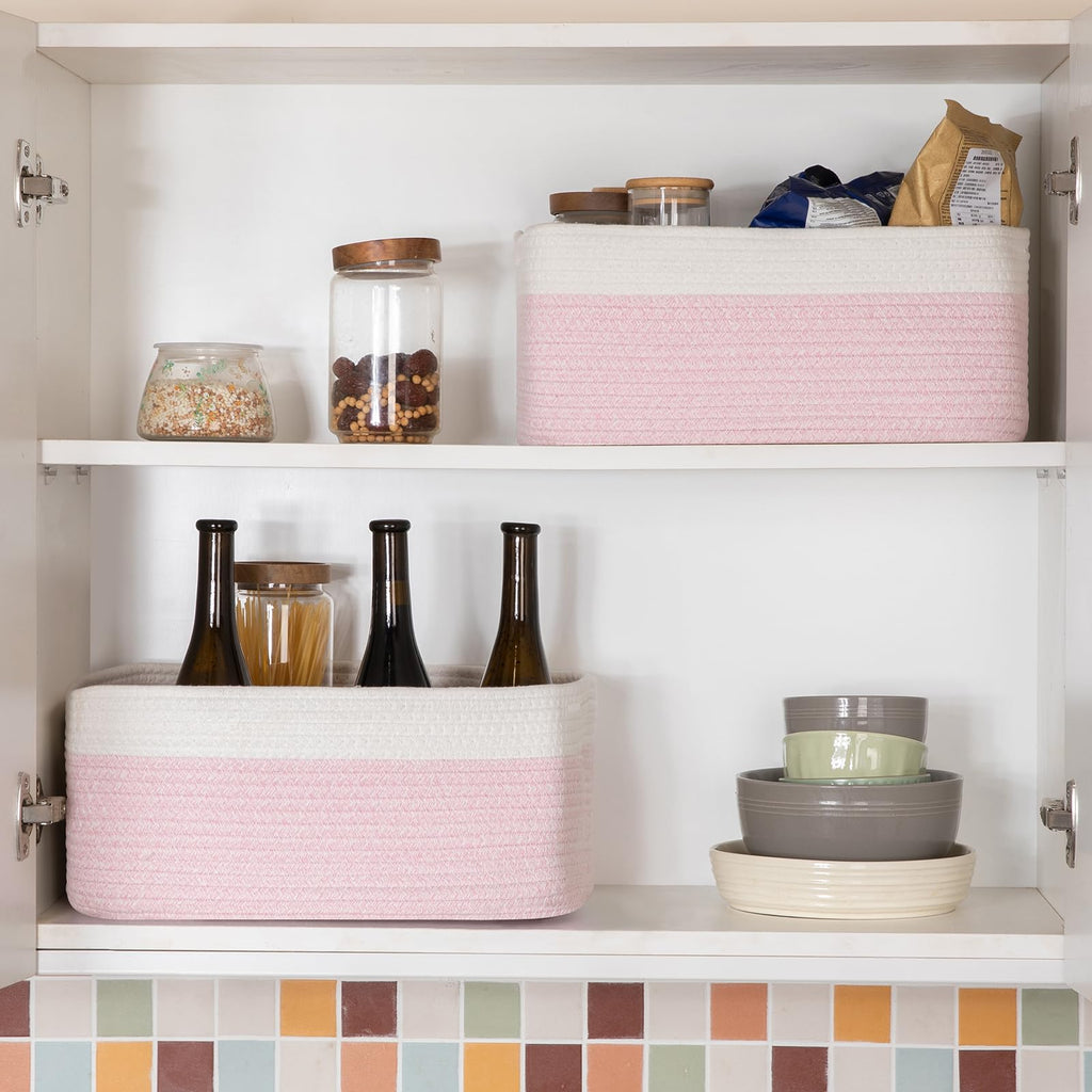 Storage Baskets for Organizing 3 Pack, Woven Baskets for Shelves