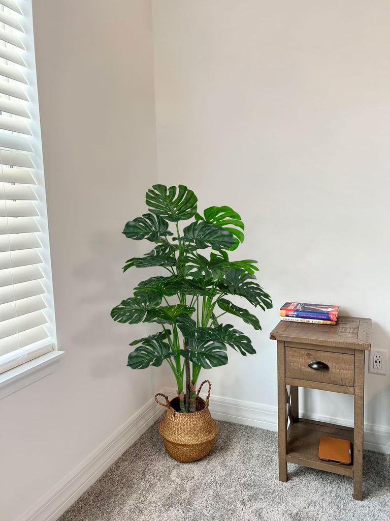 54'' Tall Large Artificial Monstera Deliciosa Plants, 4.5 Feet Faux Swiss Cheese Floor Plants Fake Tropical Silk Tree